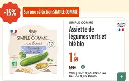 SIMPLE COMME Assiette de légumes verts et blé bio