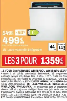 WHIRLPOOL Lave-vaisselle intégrable