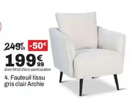 Archie Fauteuil tissu gris clair