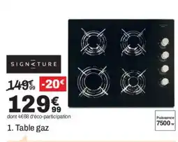 SIGNATURE Table gaz