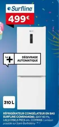 Surfline - réfrigérateur congelatur en bas