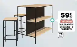 Table liot avec 2 étagères + 2 tabourets