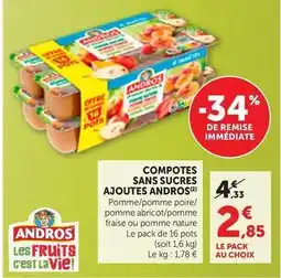 Andros - compotes sans sucres ajoutes