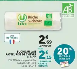 U - buche au lait pasteurise de chevre bio
