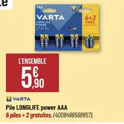 VARTA Pile LONGLIFE power AAA