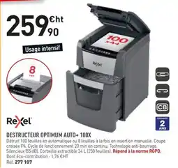 Rexel Destructeur Optimum Auto+ 100X