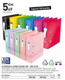 Oxford Classeur à Levier Color Life