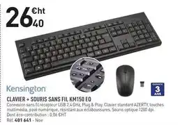 Kensington - clavier + souris sans fil km150 eq