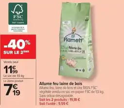 Flamett' Allume feu laine de bois
