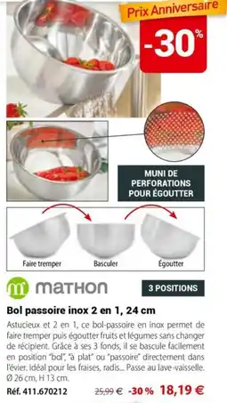 MATHON Bol passoire inox 2 en 1