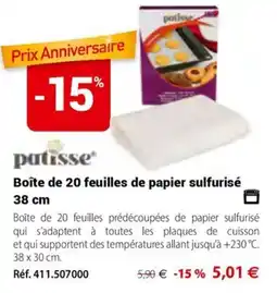 Patisse boîte de papier sulfurisé