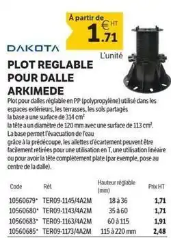 Plot reglable pour dalle arkimede