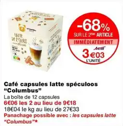 Columbus Café capsules latte spéculeux