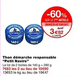 Petit Navire Thon démarque responsable