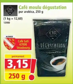 Or brun café moulu dégustation