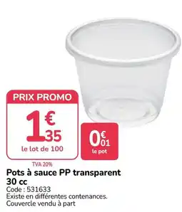 Pots à sauce PP transparent