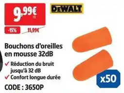 DEWALT Bouchons d'oreilles en mousse