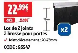 Lot de 2 joints à brosse pour portes