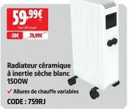 Radiateur céramique à inertie sèche blanc