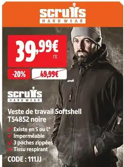 Scruffs veste de travail softshell t54852 noire