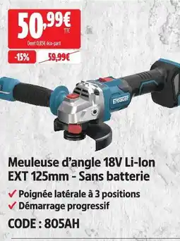 Erbauer meuleuse d'angle 18v li-ion ext - sans batterie