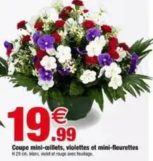 Coupe mini-ceillets, violettes et mini-fleurettes