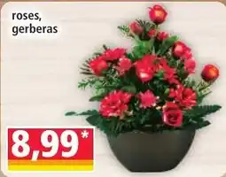 Roses, gerberas