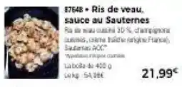 Ris de veau sauce au Sauternes