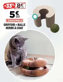 Griffoir + balle herbe à chat