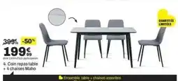Coin repastable + 4 chaises maho