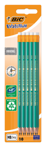 10 Crayons Graphite Bic Evolution Hb