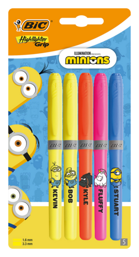 5 Surligneurs Highlighter Bic les Minions