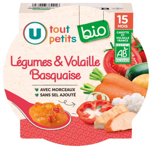 Plat Legumes et Volaille Basquaise des 15 Mois U Tout Petits Bio