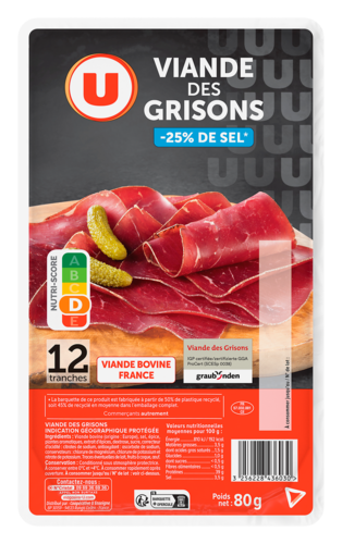 Viande des Grisons Taux de Sel Reduit U
