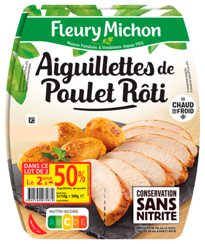 Aiguillettes de Poulet Roti Conservation Sans Nitrite Fleury Michon