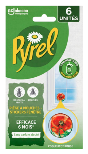 Piege A Mouche Stickers Fenetre Coquelicot Rouge Pyrel