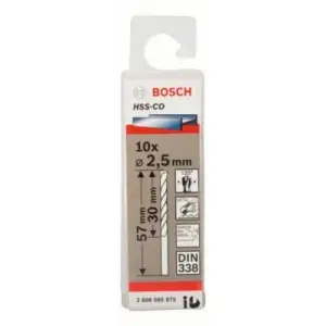 JEU 10 FORETS INOX HSS CO 2.5X30X57 2608585875
