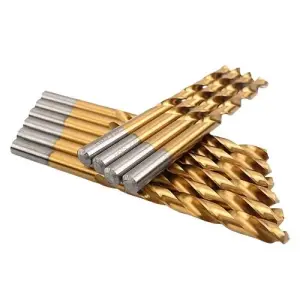 Jeu de 10 Forets HSS M2 Harden Ø7,5 mm – DIN 338, Pointe 135° et Revêtement Titane