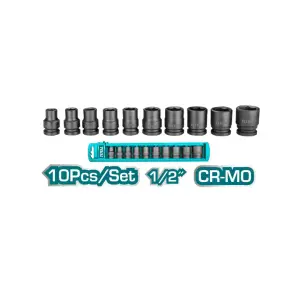 Jeu de 10 douilles à choc 1/2″ – Total Outillage THISTD12101
