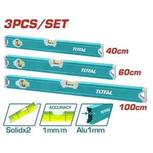 SET 3 PIECES NIVEAU A EAU 40-60-100CM – Total Outillage THT10403