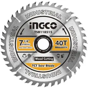Disque de coupure alu 185mm 40 dents compatible – TSB118515 INGCO MAROC