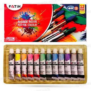 12 TUBES DE PEINTURE GOUACHE ACRYLIQUE 12ML FATIH
