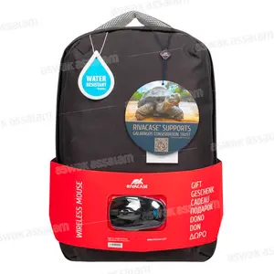 SAC A DOS POUR PC PORTABLE NOIR AVEC SOURIS SANS FIL 7563 RIVACASE