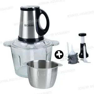 MINI HACHOIR 3L 2 BOLS INOX ET VERRE 1000W YH-CH09 BORAK