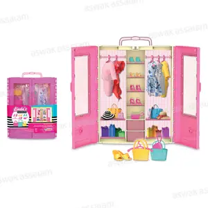 ARMOIRE DRESSING POUR POUPEE AVEC VETEMENTS & ACCESSOIRES