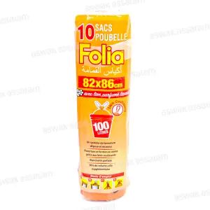 10 SACS POUBELLES DRAWSTRING 100L FOLIA