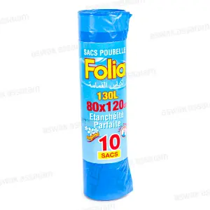 10 SACS POUBELLES DRAWSTRING 130L FOLIA