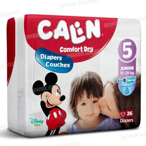COUCHES BEBE JUNIOR TAILLE 5 15-28 KG 26 UNITES CALIN