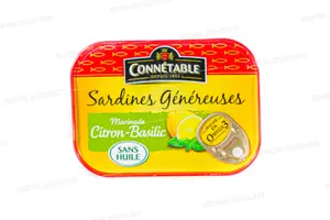 SARDINES GENEREUSES MARINADE CITRON BASILIC 140G CONNETABLE