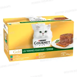 SELECTION MIXTE DE TERRINES POUR CHAT GOURMET GOLD 4*85G PURINA